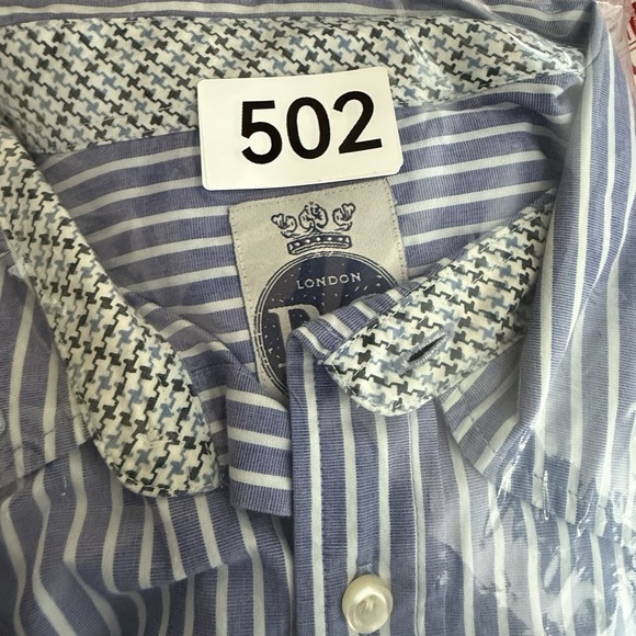 R & G London Shirt Men's X-Large Button Down Dress Blue White Striped Cotton - Picture 15 of 15